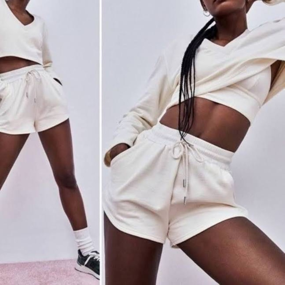 NWT For Love & Lemons Morgan Sweat Shorts Cream sz XS
